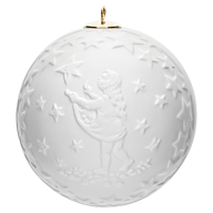 Kugel mit Relief, Sterntaler, Weiß, bisquit, Ø 7 cm