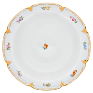 Schüssel, groß, Form "B-Form", Gestreute Blümchen, bunt, Goldbronze, leicht, ø 27 cm