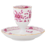 Eierbecher, Form "Neuer Ausschnitt", Indische Malerei, purpur, Goldpunkte, Goldrand, H 8,5 cm