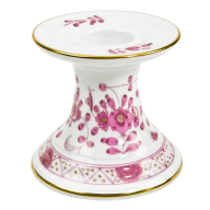 Leuchter, Form "Neuer Ausschnitt", Indische Malerei, purpur, Goldpunkte, Goldrand, H 7 cm