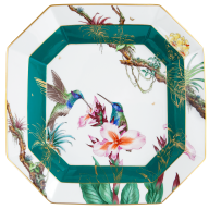 Schale "Kolibri und Orchideen", 28,5 x 28,5 cm