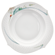 Suppenteller, Form "Wellenspiel Relief", Waldflora mit Insekten, bunt, weißer Rand, Ø 23,5 cm