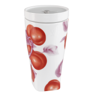 Coffee to go Becher mit Porzellandeckel, Form "Nova", Aprikose, V 0,35 l