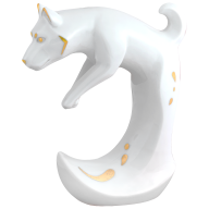 Chinesisches Tierkreiszeichen Hund, Gold staffiert, H 11,5 cm