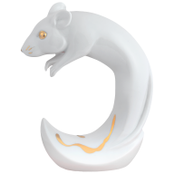 Chinesisches Tierkreiszeichen Ratte, Gold staffiert, H 12 cm