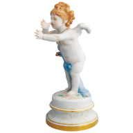 Cupid cocking a snook, Coloured with gold, H 20,5 cm