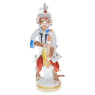 Affenmusiker Kleinpl/m.Oboe, Blau und Rot staffiert, H 12 cm