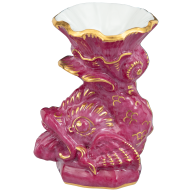 Leuchter Delphin, Purpur und Gold staffiert, H 6,5 cm