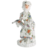 Affenkapelle Sängerin, Indische Blumenmalerei, H 12,5 cm