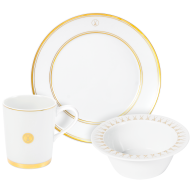 Frühstücks-Set, 3-tlg., Swords Luxury Gold, Schwertermedaillon, Goldfaden, Goldband