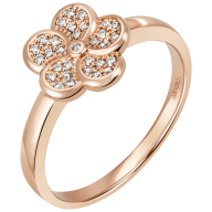 Ring Royal Blossom Pavé. 750 Roségold, 1 Pavé Blüte Blüte 31 Diamanten zus. ca. 0,14 ct, TW, VSI, Vollschliff Gut