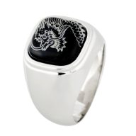 Ring Glücksdrache in Platin, 60 mm, 925 Sterlingsilber