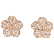Ohrstecker Royal Blossom Pavé, 750 Roségold, 2 Pavé Blüten, 62 Brillanten zus. ca. 0,26 Carat  TW, VSI, Vollschliff Gut
