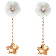 Ohrringe Royal Blossom Bouquet, 750 Roségold, 2 Blüten S/XS, 2 Porzellanblüten S, 2 Brillanten 0,04 ct, TW, VSI, Vollschliff Gut,