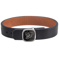 Lederarmband Glücksdrache in Platin, Schließe 925 Sterlingsilber