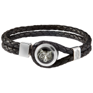 Lederarmband Tiger, 925 Sterlingsilber
