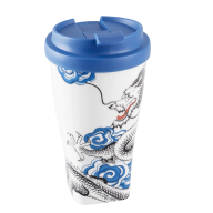 Coffee to go Becher mit Kunststoffdeckel, Form "Nova", Glücksdrache, V 0,35 l
