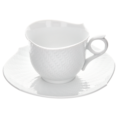 Kaffeetasse, Form "Wellenspiel Relief", Weiß, V 0,3 l