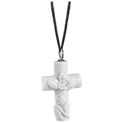 Anhänger Kreuz Vergissmeinnicht in Weiß, 750 Weißgold