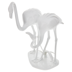 Vogelgruppe Flamingos, Weiß, H 28 cm