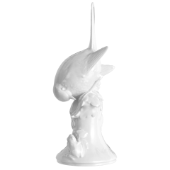 Vogel Rotkehlchen, Weiß, H 17,5 cm