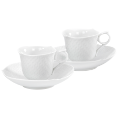 Espresso-Set, 4-tlg., Form "Wellenspiel Relief", Weiß