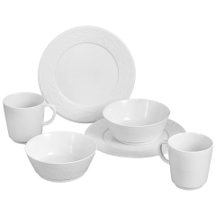 Breakfast set, 6-pcs for 2 persons, Shape "Vitruv Graphic", white