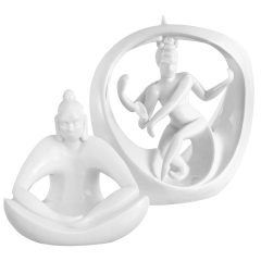 Figurine set, Buddha, Shiva, 2-pcs, white