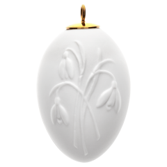 Osterei mit Relief, Schneeglöckchen, Weiß, Biskuit, H 5 cm