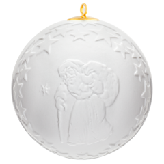 Ball with relief, Santa Claus, white, without glaze, Ø 7 cm
