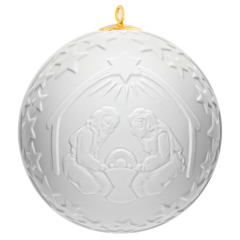 Ball, Nativity scene, White, without glaze, Ø 7 cm