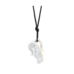 Anhänger "Sternzeichen" Steinbock, Weiß, Biskuit, 3,8 x 3 cm