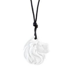 Anhänger "Sternzeichen" Löwe, Weiß, Biskuit, 3,4 x 3,3 cm