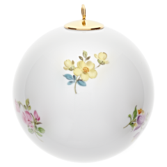 Baumschmuck Kugel, Gestreute Blümchen, bunt, weißer Rand, Ø 5 cm