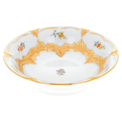 Dessertschale, Form "B-Form", Gestreute Blümchen, bunt, Goldbronze, leicht, L cm