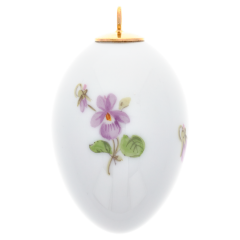 Osterei, Gestreute Veilchen, bunt, weißer Rand, H 5 cm