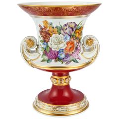 Sempervase "Reiche Blumenmalerei", purpur glasiert, H 48,3 cm