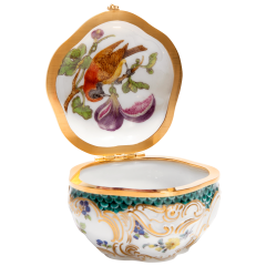 Tabatiere "Exotischer Vogel auf Feige", H 4,8 cm