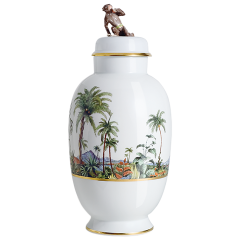 Vase mit Affe "Faszination Afrika", Dschungel, Limitierte Meisterwerke, H 43 cm