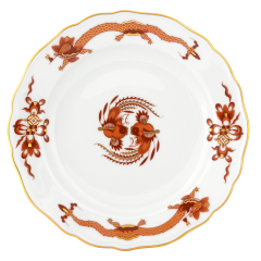 Vorspeise- und Dessertteller, groß, Form "Neuer Ausschnitt", Hofdrache, rot, Ø 22 cm