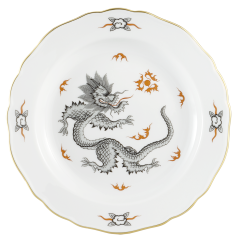 Vorspeise- und Dessertteller, Form "Neuer Ausschnitt", Ming-Drache, schwarz, Ø 18 cm