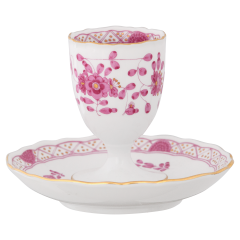 Eierbecher, Form "Neuer Ausschnitt", Indische Malerei, purpur, Goldpunkte, Goldrand, H 8,5 cm