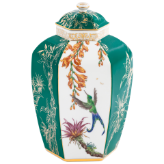 Vase, "Kolibri und Orchideen", H 28 cm