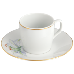 Espressotasse, Form "MEISSEN® Cosmopolitan", "Giant Bloom", Trichterlilie, Goldrand, V 0,05 l