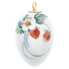 Osterei, Waldflora mit Insekten, Erdbeere, H 5 cm