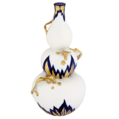 Flakon "Blaue Blätter mit Asthenkel 3", Unikat, Gudrun Gaube, H 30 cm