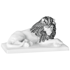 Löwe, Meissen Atelier, Afrika schwarz, L 16 cm
