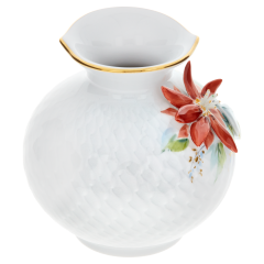 Vase mit Belag, Weihnachtsstern, bunt und gold staffiert, H 9 cm