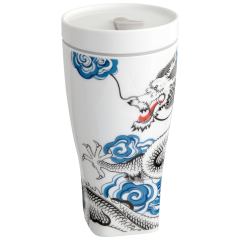 Coffee to go mug with porcelain lid, Shape "nova", Fortune Dragon, V 0,35 l