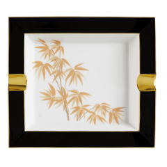 Ashtray, "Golden Bamboo", black, 21 x 18,5 cm